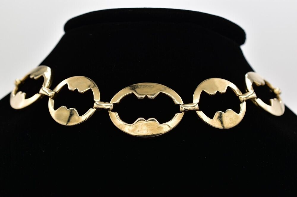 Sperry Vintage Choker Necklace Gold Tone Chain Heavy Chunky Signed 1970s BinBC